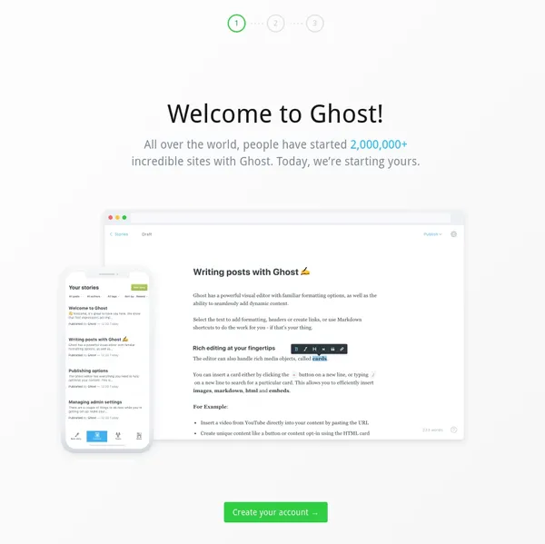 Ghost Welcome Page